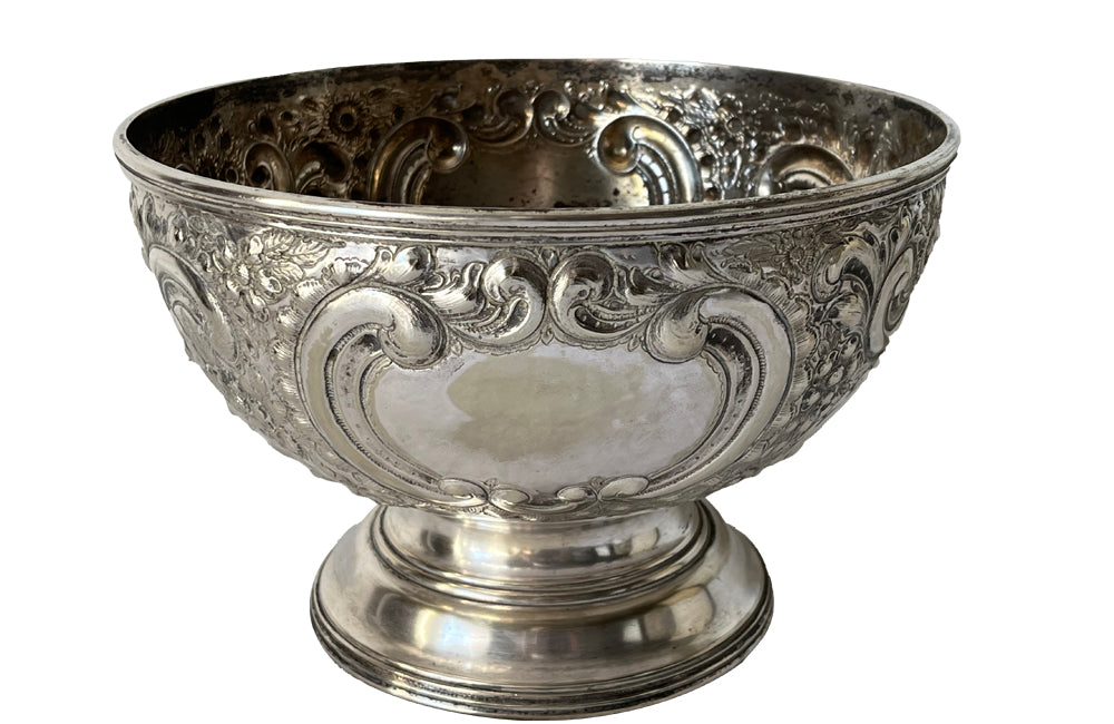 Antique Silver Plate Embossed Wine Cooler - Decorative Antiques - Antique Ice Bucket - French Antiques - AD & PS Antiques