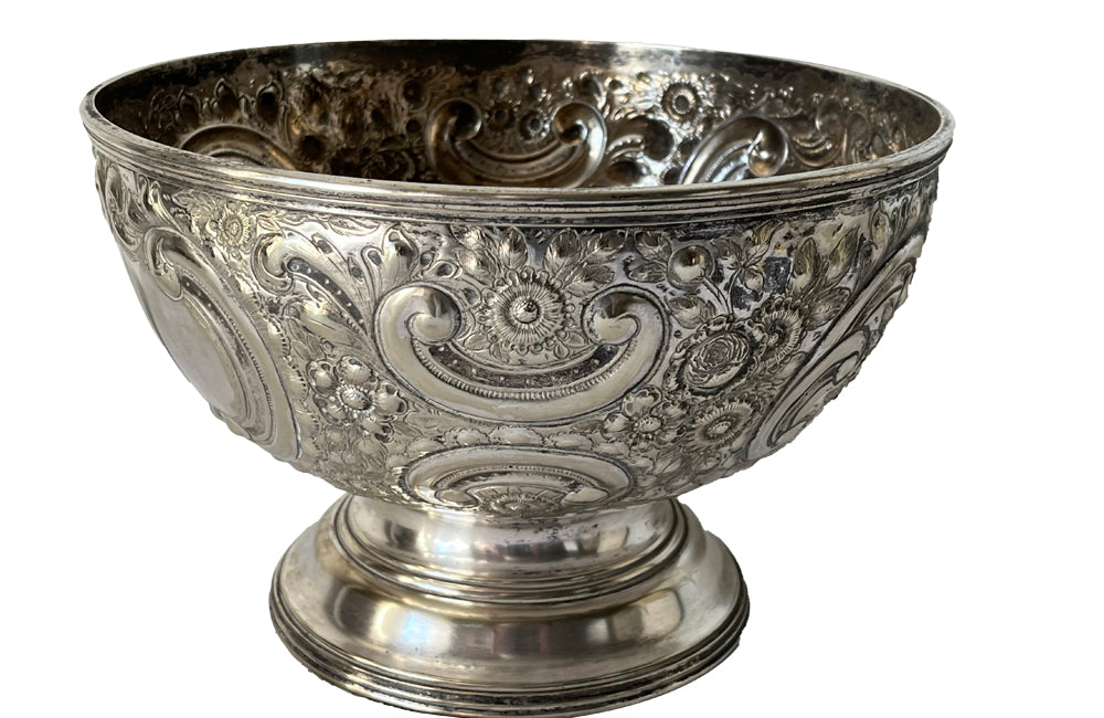 Antique Silver Plate Embossed Wine Cooler - Decorative Antiques - Antique Ice Bucket - French Antiques - AD & PS Antiques