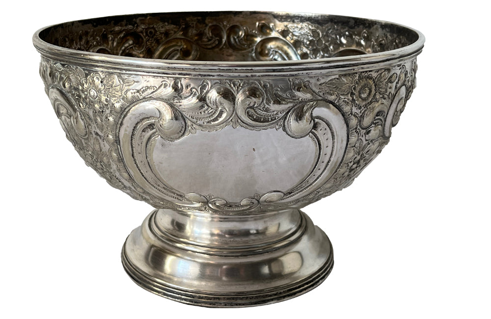 Antique Silver Plate Embossed Wine Cooler - Decorative Antiques - Antique Ice Bucket - French Antiques - AD & PS Antiques