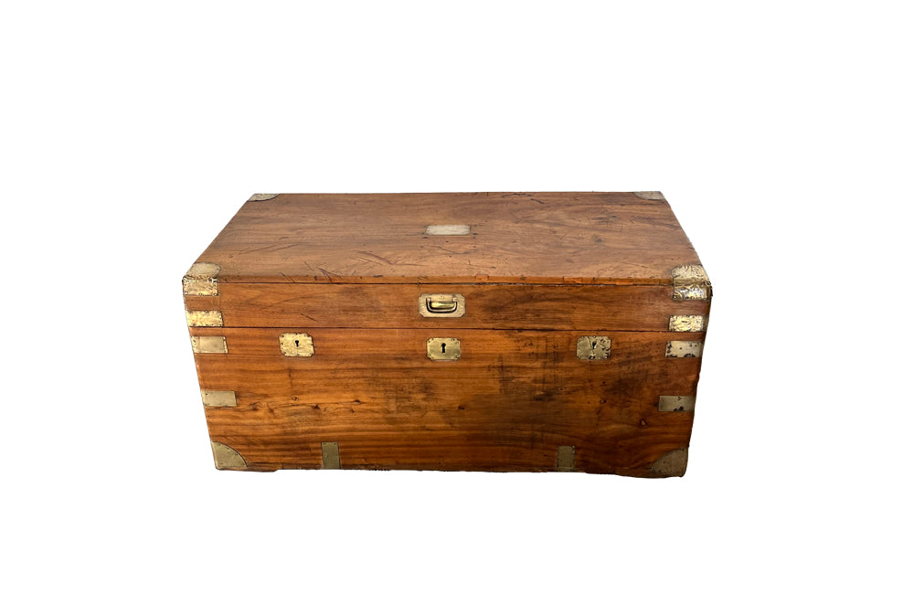 19th Century Camphor Military Campaign Trunk - Decorative Antiques - Antiqu Trunk - Campaign Furniture - Storage Antiques - Trunks & Coffers - Coffee Table - Side Table - Bedside Table - End Table - English Antiques - Antique Shops Tetbury - adpsantiques - AD & PS Antiques