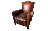 Moustache Back Leather Club Chair - French Mid Century Furniture - Art Deco Armchair - Leather Club Chair - Antique Leather Armchair - French Antique Furniture - Leather Armchair - Antique Armchair - AD & PS Antiques