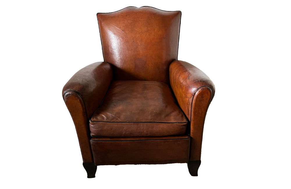 Moustache Back Leather Club Chair French Mid Century Furniture
