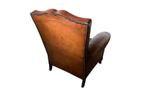 Moustache Back Leather Club Chair - French Mid Century Furniture - Art Deco Armchair - Leather Club Chair - Antique Leather Armchair - French Antique Furniture - Leather Armchair - Antique Armchair - AD & PS Antiques