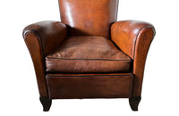 Moustache Back Leather Club Chair - French Mid Century Furniture - Art Deco Armchair - Leather Club Chair - Antique Leather Armchair - French Antique Furniture - Leather Armchair - Antique Armchair - AD & PS Antiques