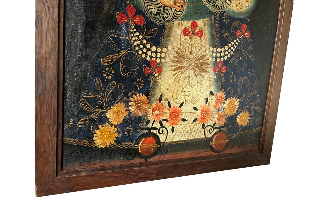 Cuzco School Painting Of A Madonna And Child - Decorative Antiques - Wall Art - Religious Art - Oil On Canvas - Madonna & Child - Paintings - Wall Decoration - Antique Shops tetbury - AD & PS Antiques