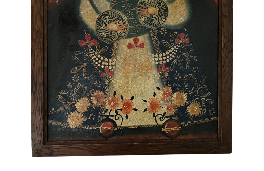 Cuzco School Painting Of A Madonna And Child - Decorative Antiques - Wall Art - Religious Art - Oil On Canvas - Madonna & Child - Paintings - Wall Decoration - Antique Shops tetbury - AD & PS Antiques