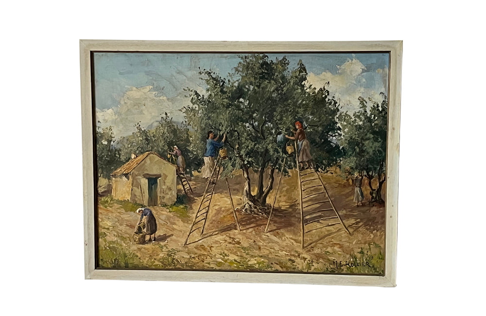 The Olive Harvest Signed Oil Painting - French Decorative Antiques - Wall Art - French Paintings - Oil Paintings - Signed Art - French Provincial - Antique Shops Tetbury - Ad & PS Antiques