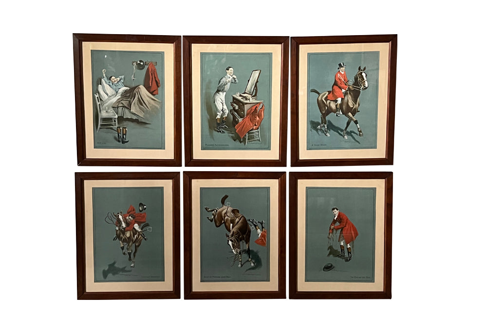 SET OF SIX FRAMED HORSE RIDING PRINTS BY A.H.GOUGH