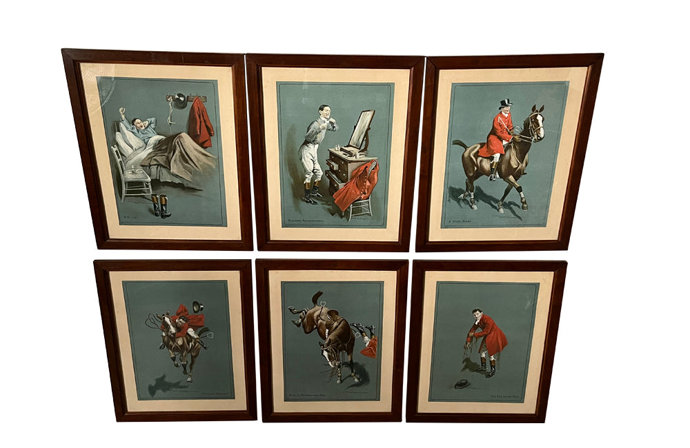 SET OF SIX FRAMED HORSE RIDING PRINTS BY A.H.GOUGH