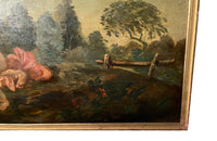 PAIR OF CHERUBIC OIL PAINTINGS