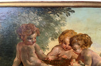 PAIR OF CHERUBIC OIL PAINTINGS