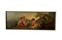 PAIR OF CHERUBIC OIL PAINTINGS