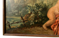 PAIR OF CHERUBIC OIL PAINTINGS
