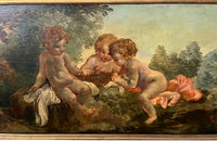 PAIR OF CHERUBIC OIL PAINTINGS