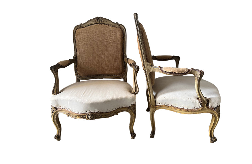 Pair Of Louis XV Revival Open Armchairs - French Antique Furniture - Decorative Antiques - Antique Chairs - Antique Armchairs - AD & PS Antiques