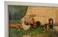 Pair of Signed Farmyard Scene Paintings - French Decorative Antiques - Animal Art - Dog Painting - Naive Art - Paintings - Oil On Canvas - Signed Art - Wall Decoration - Antique Shops Tetbury - AD & PS Antiques -