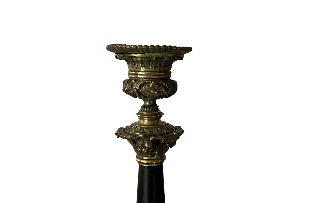 MATCHED PAIR OF FRENCH RESTORATION CANDLESTICKS
