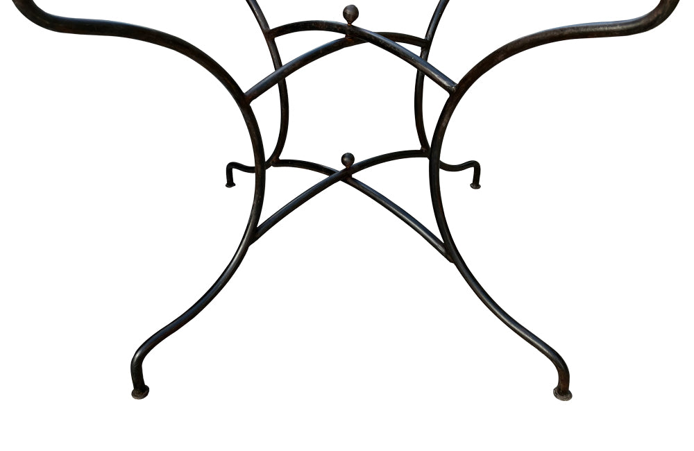 Vintage French Iron Garden Table with Marble Top - Garden Antiques - French Garden Antiques - French Garden Table  - Antique Tables - AD & PS Antiques