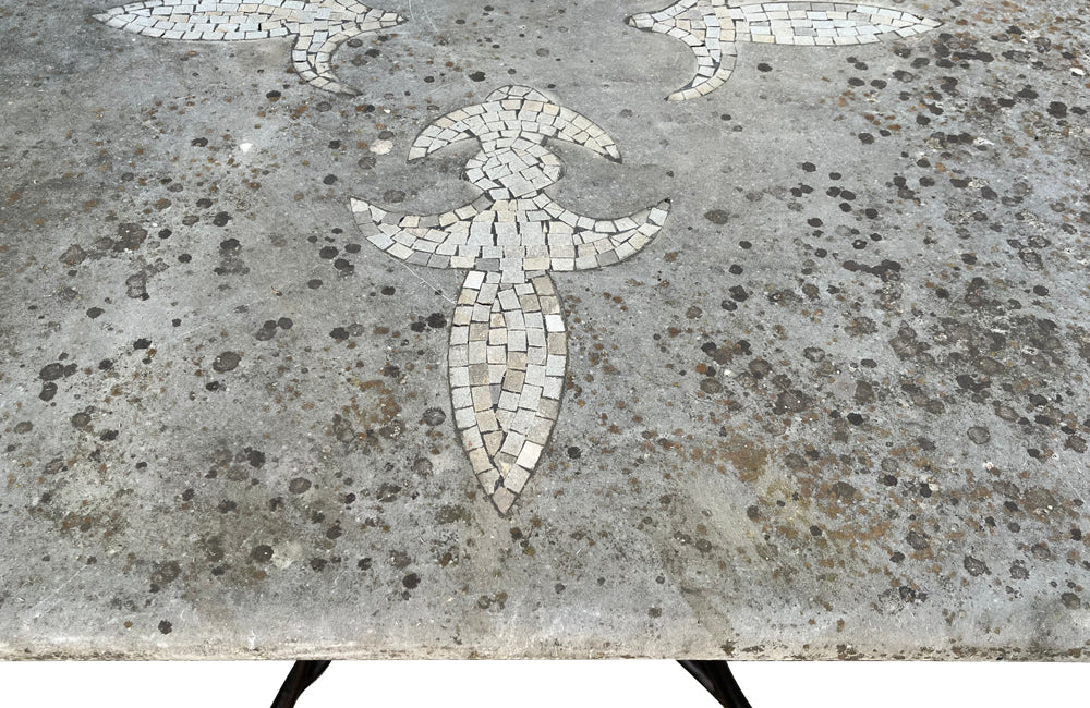 Vintage French Iron Garden Table with Marble Top - Garden Antiques - French Garden Antiques - French Garden Table  - Antique Tables - AD & PS Antiques
