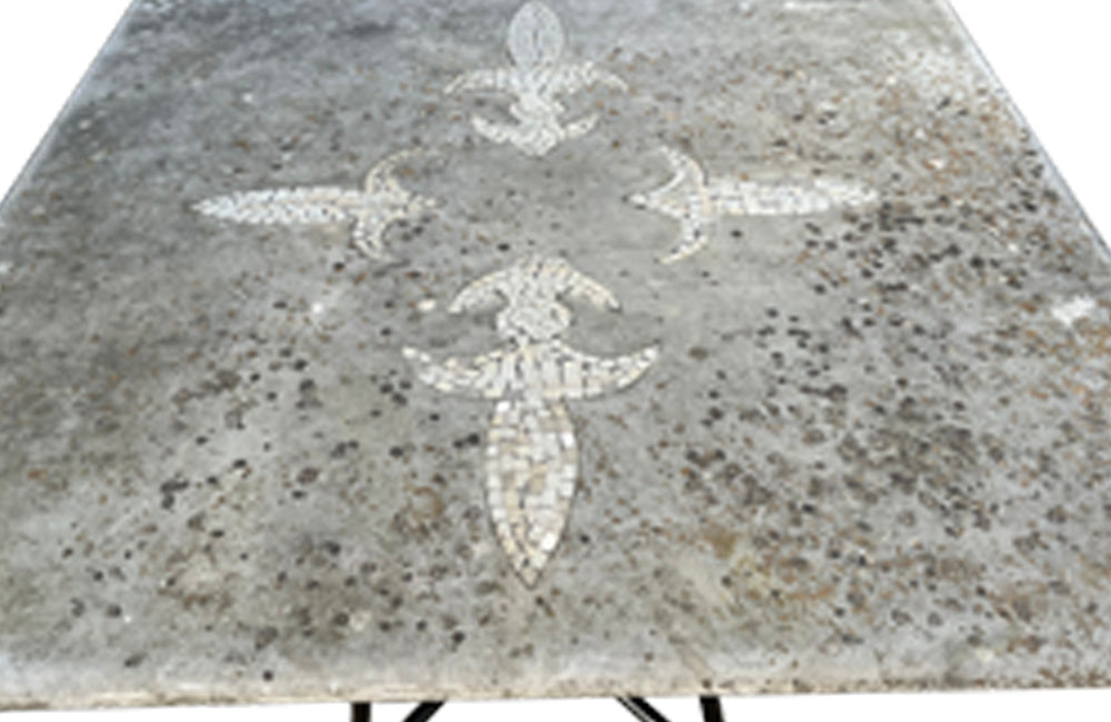 Vintage French Iron Garden Table with Marble Top - Garden Antiques - French Garden Antiques - French Garden Table  - Antique Tables - AD & PS Antiques
