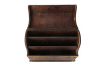 Charming French lidded file box in lovely old worn leather with Neo-Classical embossed motifs, including swans and urns . The base bears the original retail label of Au Bon Marche.