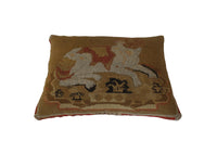 Antique English Tapestry Dog Cushion -English Antiques - Antique Textiles- Cushions- Dog Art- AD & PS Antiques