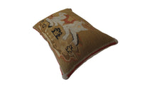 Antique English Tapestry Dog Cushion -English Antiques - Antique Textiles- Cushions- Dog Art- AD & PS Antiques