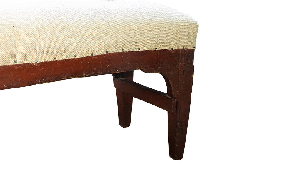 Long French 19th Century upholstered Bench -French Antiques - Lareg bench- Banquette- Rustic Furnitire -Primitive Furniture -Country House - Farmhouse Furniture -AD & PS Antiques