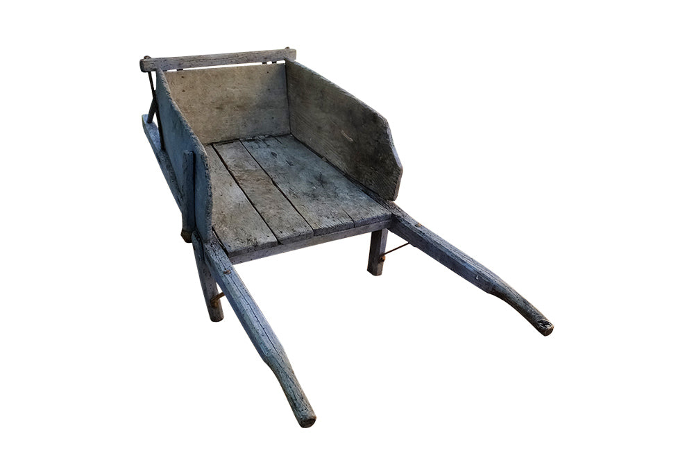 Large Antique French Wheelbarrow - Charette Bleu - Garden Antiques - French Antiques -AD & PS Antiques