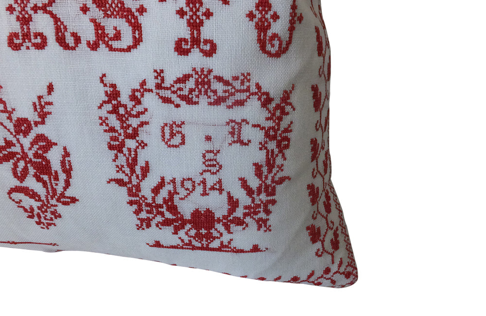 Swedish Sampler Cushion - Antique Textiles- Antique Cushions - Swedish Antiques - Swedish Antiques - Antique Samplers-AD & PS Antiques