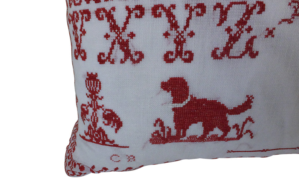 Swedish Sampler Cushion - Antique Textiles- Antique Cushions - Swedish Antiques - Swedish Antiques - Antique Samplers-AD & PS Antiques