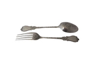 English Silver Hilliard & Thomason Spoon & Fork - English Antiques - Fine Dining Accessories - Decorative Antiques - Antique Silver - Antique Shops Tetbury - AD & PS Antiques