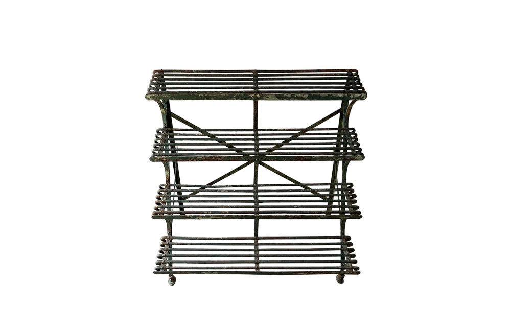French 19th Century Arras Folding Iron Plant Stand - French Garden Antiques - Antique Plant Stand - Garden Antiques - French Antiques - Arras Garden Furniture - AD & PS Antiques