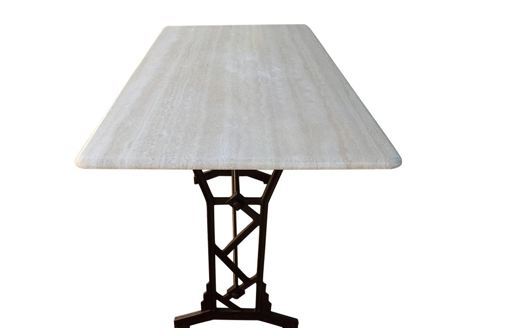 ART DECO BISTRO TABLE WITH TRAVERTINE TOP