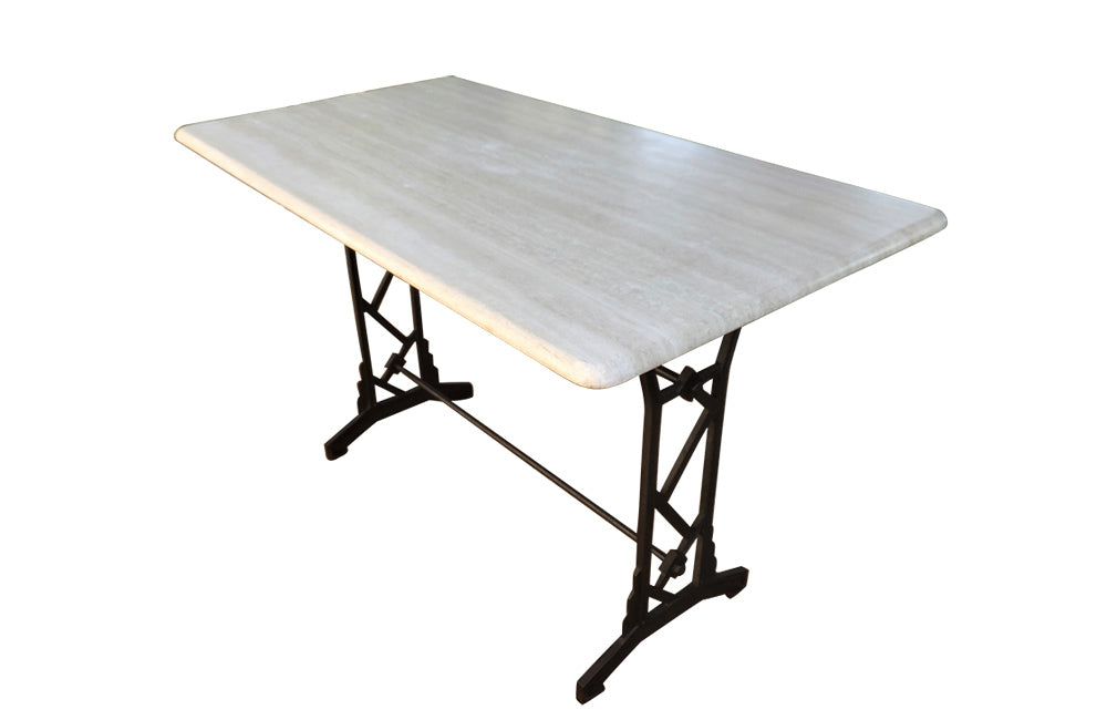 ART DECO BISTRO TABLE WITH TRAVERTINE TOP