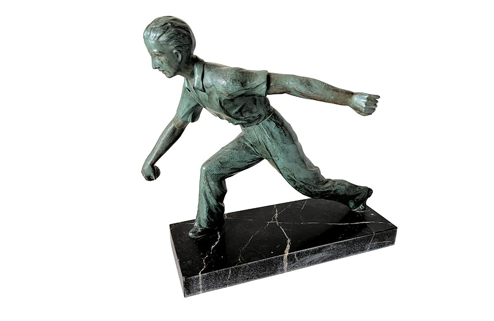 French Boules Player Sculpture - French Decorative Antiques - Sculpture - Petanque Player - Decorative Accessories - Antique Shops Tetbury - adpsantiques - AD & PS Antiques