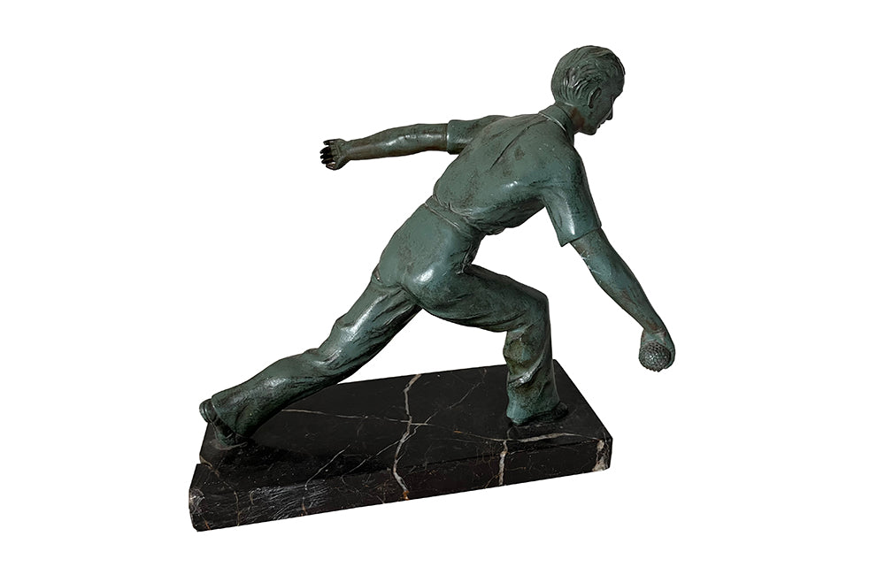 French Boules Player Sculpture - French Decorative Antiques - Sculpture - Petanque Player - Decorative Accessories - Antique Shops Tetbury - adpsantiques - AD & PS Antiques