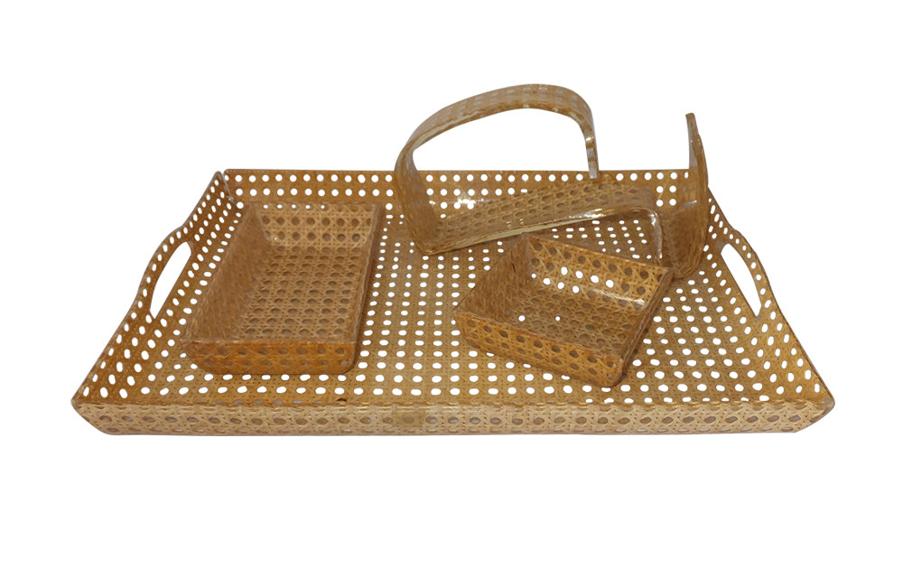 Dior Style Cane & Lucite Cocktail Set-Decorative Accessories-Vintage Accessories-Mid Century Modern-Lucite Bottle Holder-AD & PS Antiques