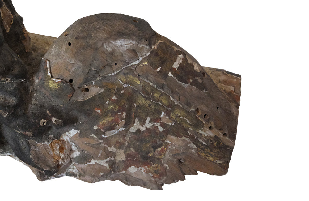 18TH CENTURY CARVED WINGED ANGEL HEAD