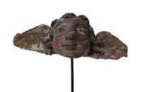 18TH CENTURY CARVED WINGED ANGEL HEAD