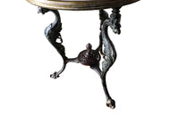 French Iron Gueridon Garden Table-Marble Top Cast Iron Garden Table-Griffin Base-French Garden Antiques-Garden Antiques-Garden Table-Centre Table-Gueridon Table-Tables-AD & PS Antiques