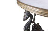French Iron Gueridon Garden Table-Marble Top Cast Iron Garden Table-Griffin Base-French Garden Antiques-Garden Antiques-Garden Table-Centre Table-Gueridon Table-Tables-AD & PS Antiques