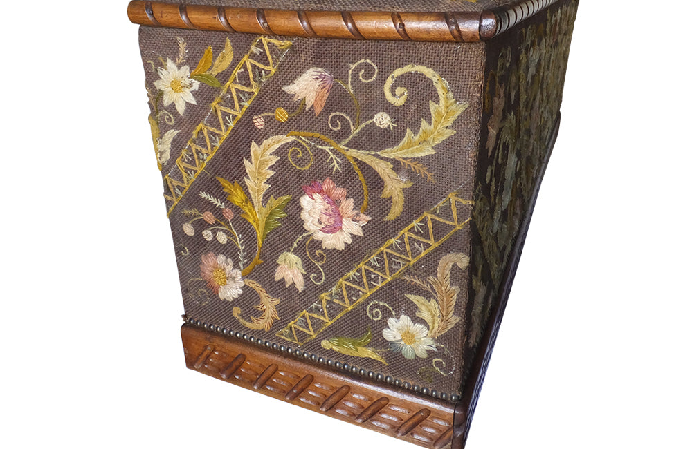 Crewel Work Coffer - Crewel Work Trunk – Trunks - Antique Trunk - French Antiques - Storage Antiques - AD & PS Antiques