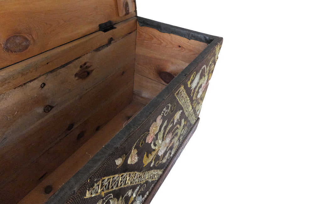 Crewel Work Coffer - Crewel Work Trunk – Trunks - Antique Trunk - French Antiques - Storage Antiques - AD & PS Antiques