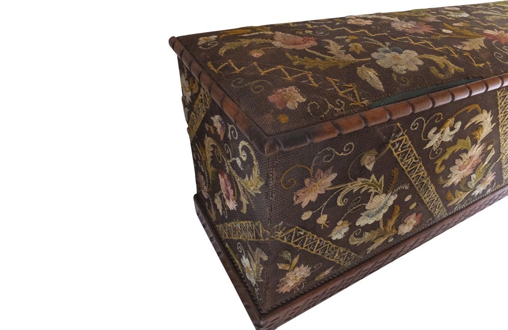 Crewel Work Coffer - Crewel Work Trunk – Trunks - Antique Trunk - French Antiques - Storage Antiques - AD & PS Antiques