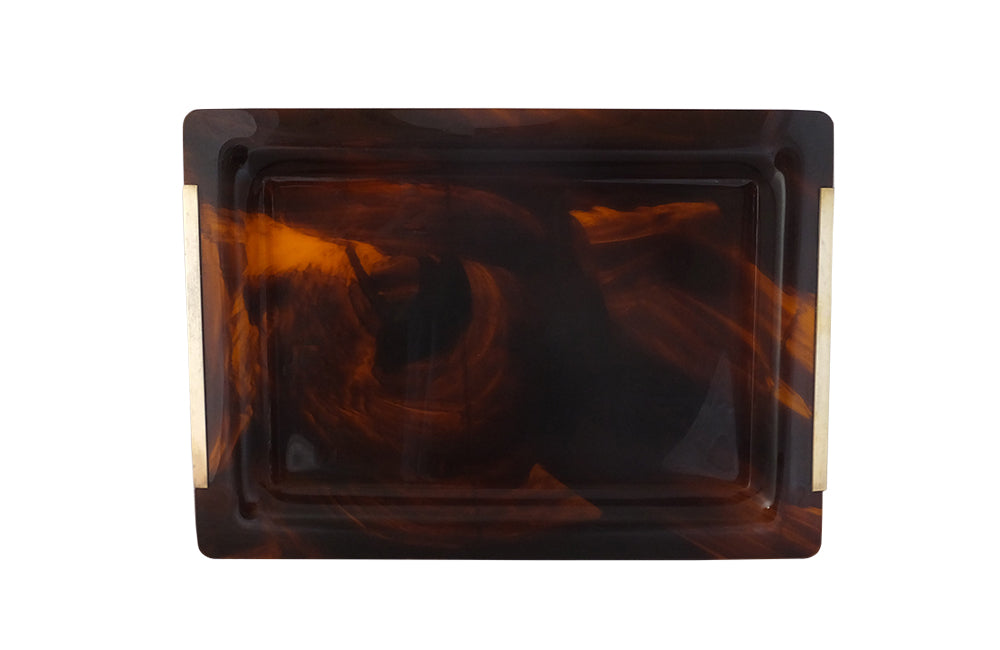 Dior Home Style Faux Tortoiseshell Lucite Tray-Cocktail Tray-Mid Century Modern Accessories-Dior Home Style-Decorative Accessories-Wine & Food Related-French Vintage -AD & PS Antiques
