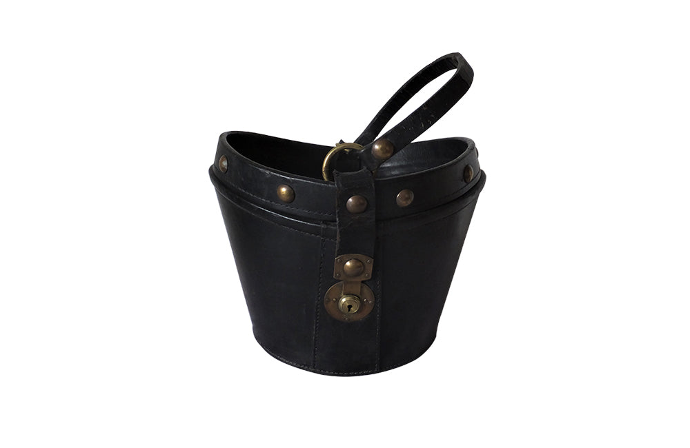 English Leather Waste Paper Basket-English Leather Magazine Holder-Decorative Accessories-Office Accessories-Vintage Accessories-Mid Century Modern-AD & PS Antiques