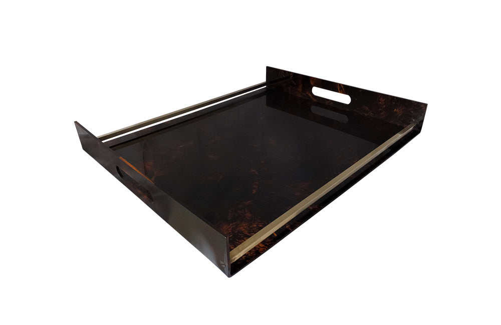 Maison Mercer Faux Tortoiseshell Lucite Tray- Lucite & Brass Tray-Cocktail Tray-Vintage Accessories-Decorative Accessories-Mid Century Modern-French Antiques-AD & PS Antiques