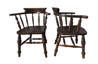 Set of Four Smokers Bows-Smokers Bows-Elm & Beech Armchairs-English Antiques-Armchairs-Dining Chairs-Captains Chairs-AD & PS Antiques