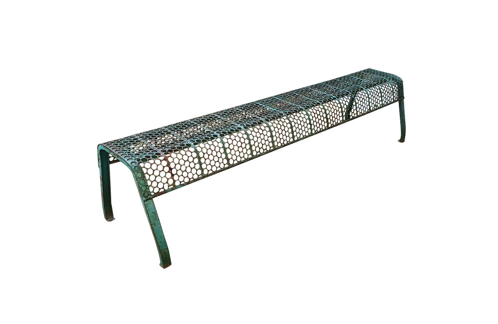 Large French Iron Garden Bench -Garden Antiques - French Antiques - AD & PS Antiques